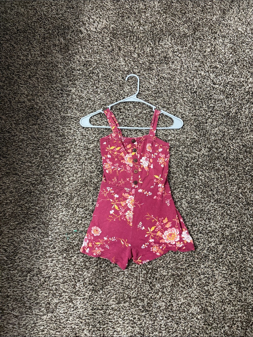 art class Pink Floral Button-Front Romper